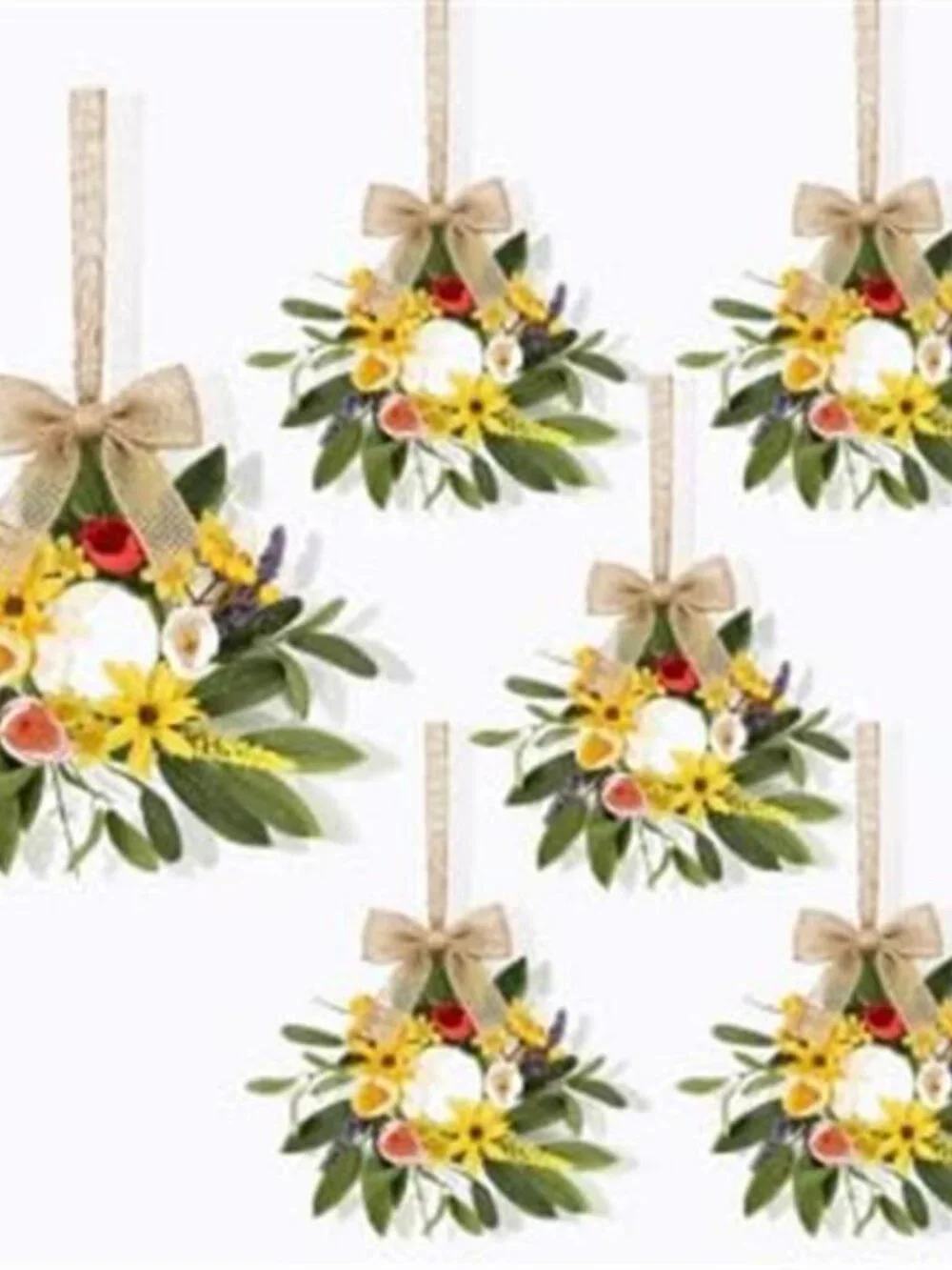 6 Pcs 9'' Mini Spring Wreaths for Kitchen Cabinets Decor Small Tulip Floral